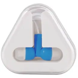 Earbuds in Case Light Blue Front